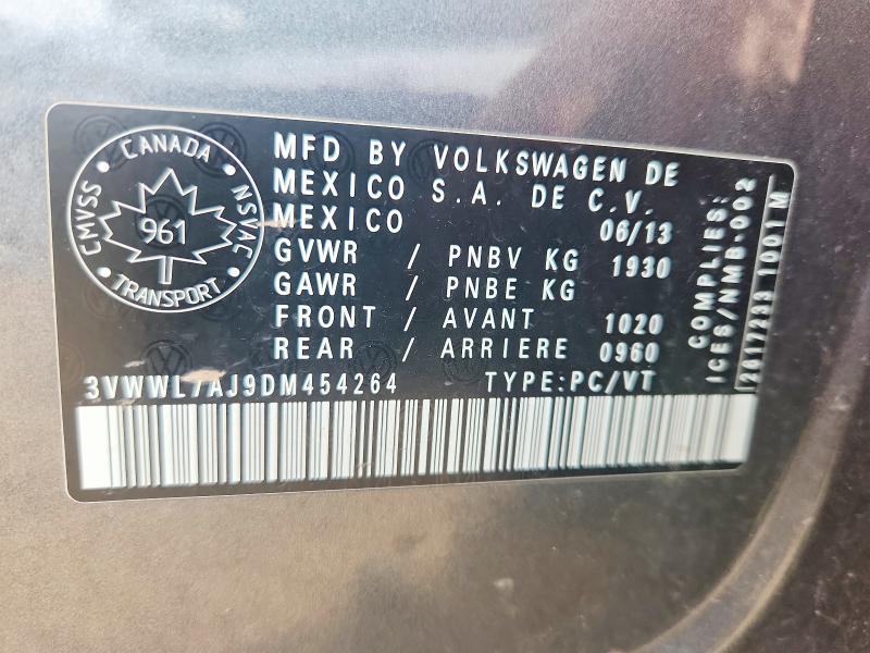 Aukcja sprzedaży 2013 Volkswagen Jetta, vin: 3VWWL7AJ9DM454264, numer aukcji: 64004006