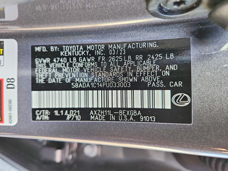 Продажа на аукционе авто 2023 Lexus Es 300h, vin: 58ADA1C14PU033003, номер лота: 63608146