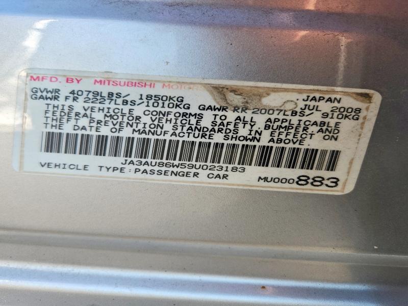 Auction sale of the 2009 Mitsubishi Lancer, vin: JA3AU86W59U023183, lot number: 66266836