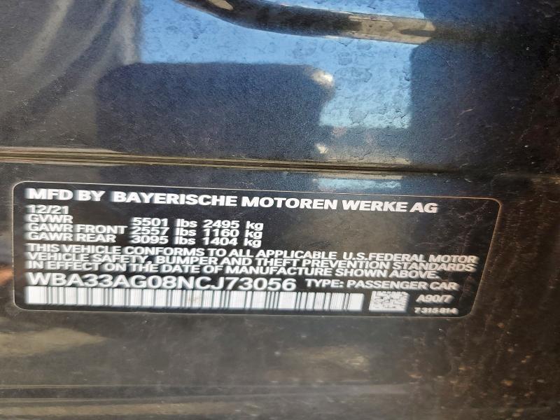 Aukcja sprzedaży 2022 Bmw 530xe, vin: WBA33AG08NCJ73056, numer aukcji: 66515006