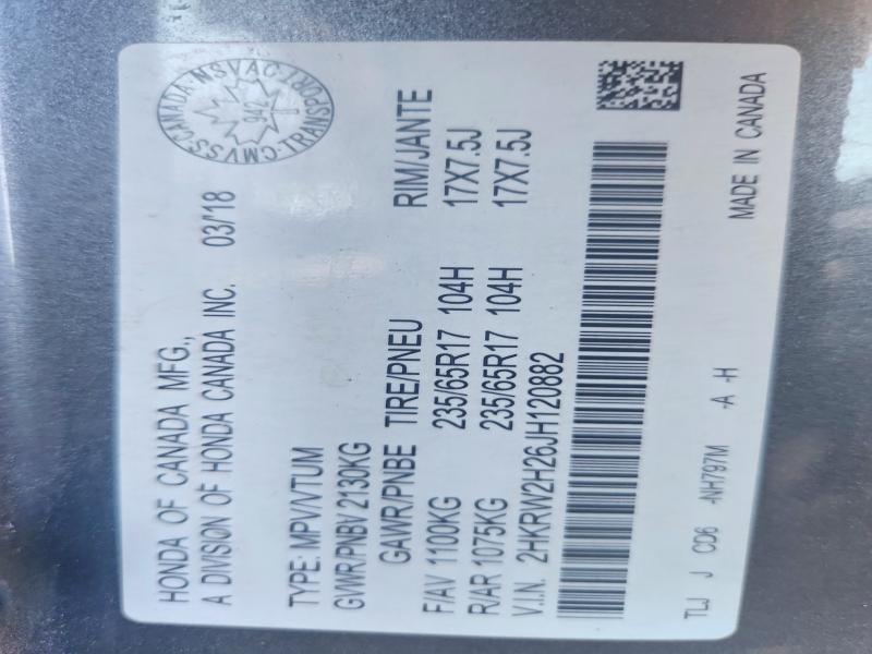 64771026 :رقم المزاد ، 2HKRW2H26JH120882 vin ، 2018 Honda Cr-v مزاد بيع