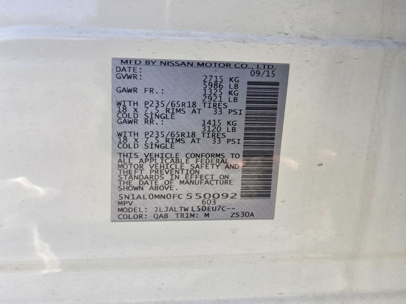 Aukcja sprzedaży 2015 Infiniti Qx60, vin: 5N1AL0MN0FC550092, numer aukcji: 71093826