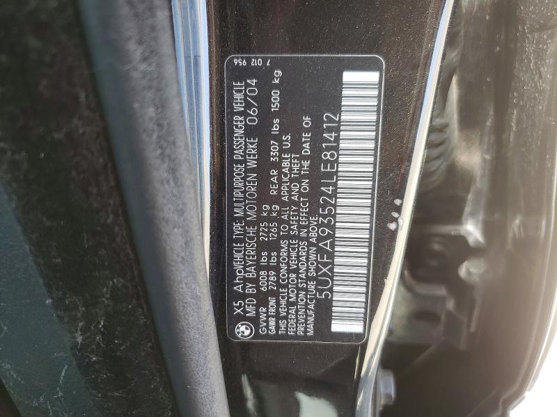 66302976 :رقم المزاد ، 5UXFA93524LE81412 vin ، 2004 Bmw X5 مزاد بيع