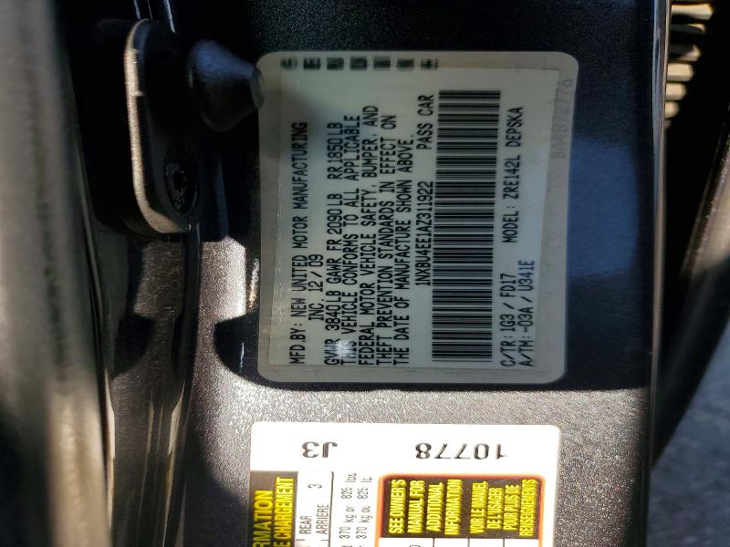 Aukcja sprzedaży 2010 Toyota Corolla, vin: 1NXBU4EE1AZ311922, numer aukcji: 63670846
