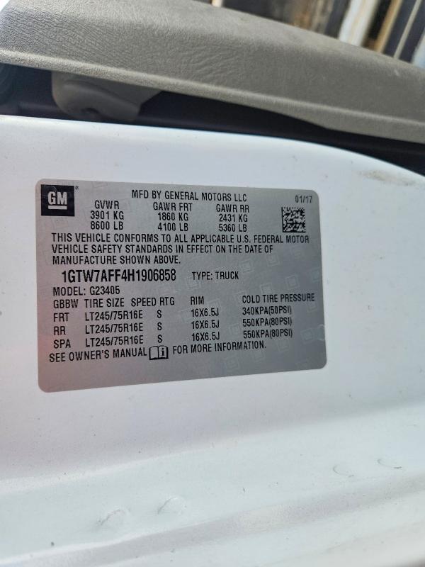 Продаж на аукціоні авто 2017 Gmc Savana, vin: 1GTW7AFF4H1906858, номер лоту: 65828046