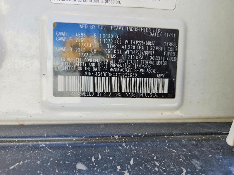 66460696 :رقم المزاد ، 4S4BRDHC4C2226650 vin ، 2012 Subaru Outback مزاد بيع
