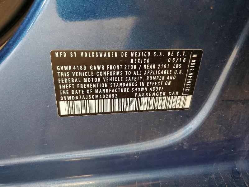 64494616 :رقم المزاد ، 3VWD67AJ5GM402052 vin ، 2016 Volkswagen Jetta مزاد بيع