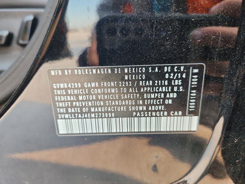 2014 Volkswagen Jetta მანქანა იყიდება აუქციონზე, vin: 3VWLL7AJ4EM273996, აუქციონის ნომერი: 63527026