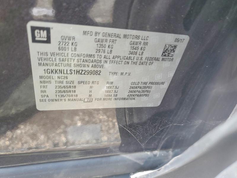 Aukcja sprzedaży 2017 Gmc Acadia, vin: 1GKKNLLS1HZ299082, numer aukcji: 62916326