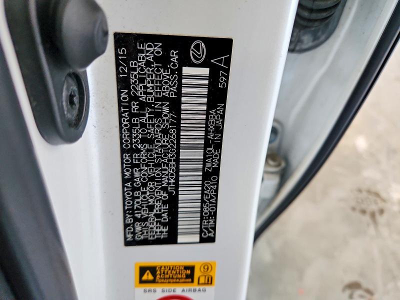 66313526 :رقم المزاد ، JTHKD5BH3G2268177 vin ، 2016 Lexus Ct مزاد بيع