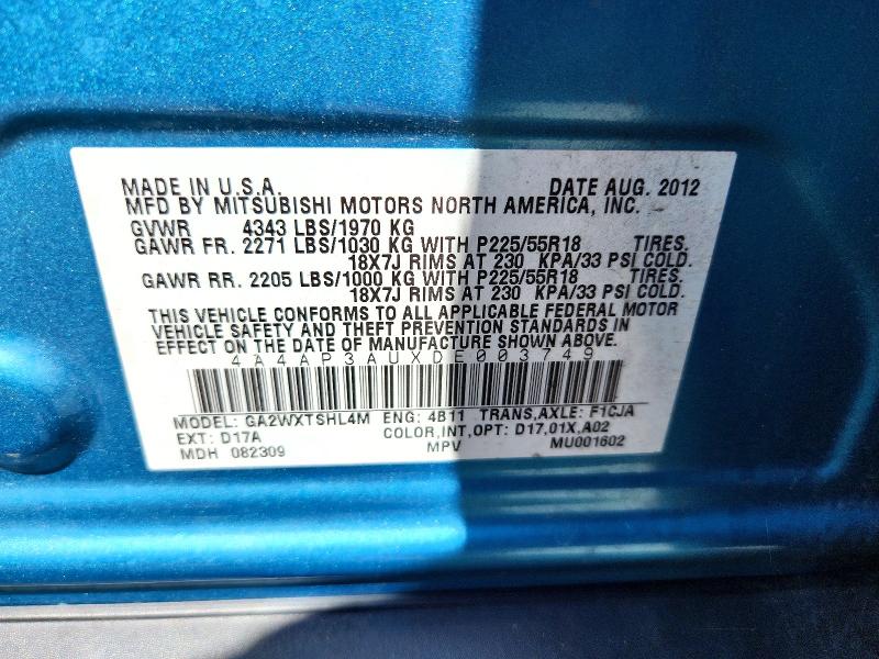 Продажа на аукционе авто 2013 Mitsubishi Outlander Sport, vin: 4A4AP3AUXDE003749, номер лота: 63988646