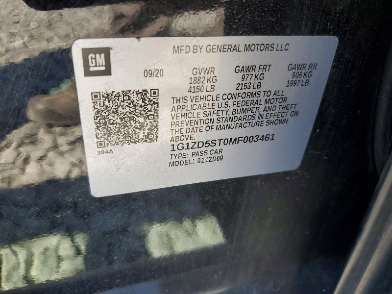 Продаж на аукціоні авто 2021 Chevrolet Malibu, vin: 1G1ZD5ST0MF003461, номер лоту: 67069106