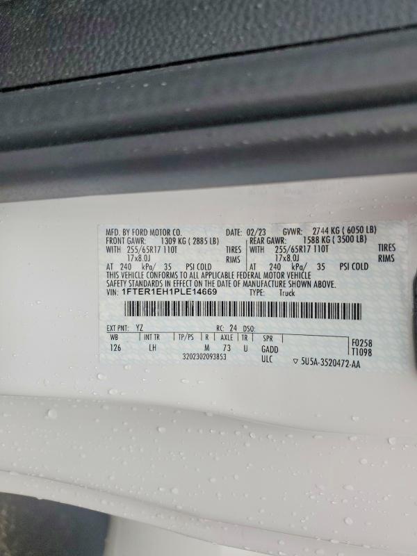 Продажа на аукционе авто 2023 Ford Ranger, vin: 1FTER1EH1PLE14669, номер лота: 66182656