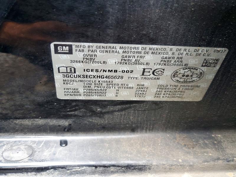 2017 Chevrolet Silverado მანქანა იყიდება აუქციონზე, vin: 3GCUKSECXHG465628, აუქციონის ნომერი: 65634646