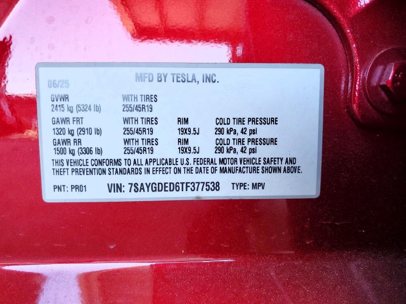 Продажа на аукционе авто 2026 Tesla Model Y, vin: 7SAYGDED6TF377538, номер лота: 63773816