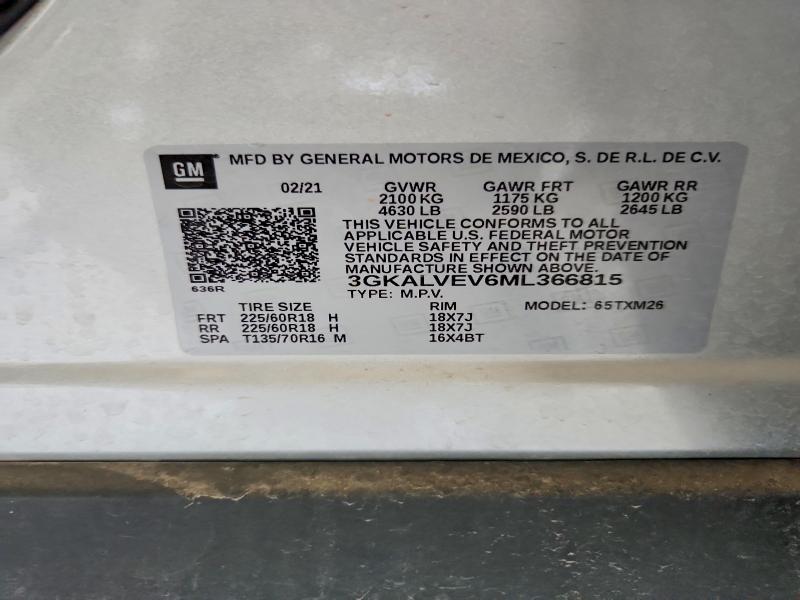 Aukcja sprzedaży 2021 Gmc Terrain, vin: 3GKALVEV6ML366815, numer aukcji: 65561636