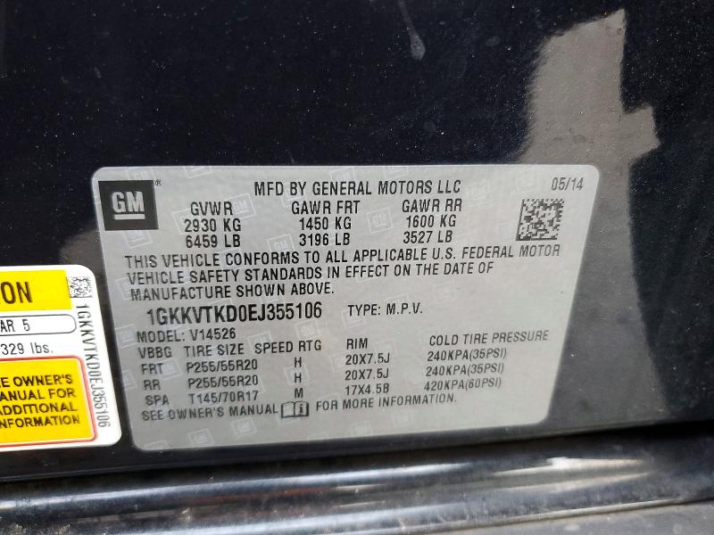 2014 Gmc Acadia მანქანა იყიდება აუქციონზე, vin: 1GKKVTKD0EJ355106, აუქციონის ნომერი: 63213186