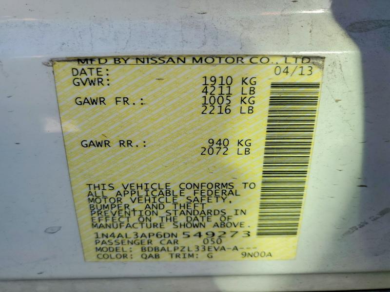 64085106 :رقم المزاد ، 1N4AL3AP6DN549273 vin ، 2013 Nissan Altima مزاد بيع