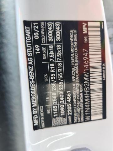 65398606 :رقم المزاد ، W1N4M4HB2MW146947 vin ، 2021 Mercedes-benz Glb مزاد بيع