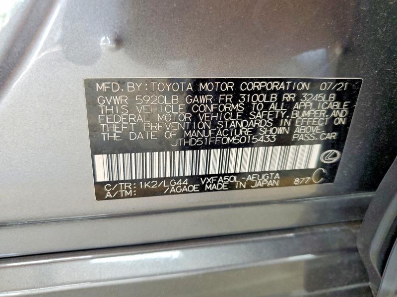 63814496 :رقم المزاد ، JTHD51FF0M5015433 vin ، 2021 Lexus Ls 500 مزاد بيع