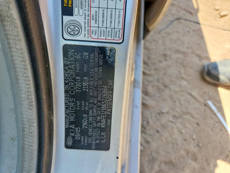 66844296 :رقم المزاد ، KNAFE121865226884 vin ، 2006 Kia Spectra مزاد بيع