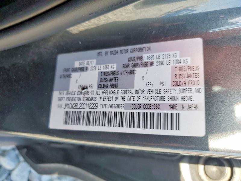 2012 Mazda 5 მანქანა იყიდება აუქციონზე, vin: JM1CW2BL2C0118229, აუქციონის ნომერი: 65861306
