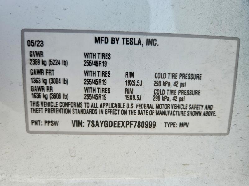Aukcja sprzedaży 2023 Tesla Model Y, vin: 7SAYGDEEXPF780999, numer aukcji: 63494226