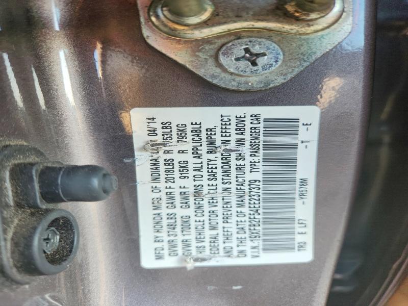 2014 Honda Civic მანქანა იყიდება აუქციონზე, vin: 19XFB2F54EE237379, აუქციონის ნომერი: 65295766