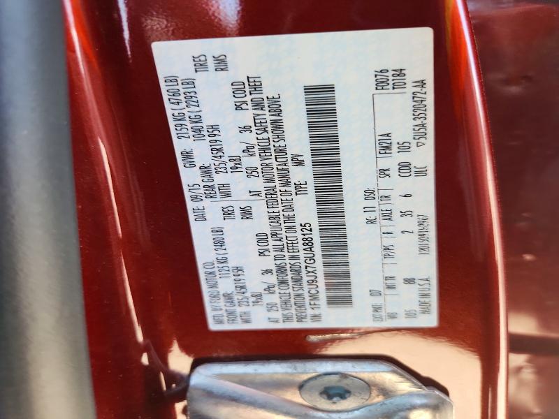 2016 Ford Escape მანქანა იყიდება აუქციონზე, vin: 1FMCU9JX7GUA88125, აუქციონის ნომერი: 64969326
