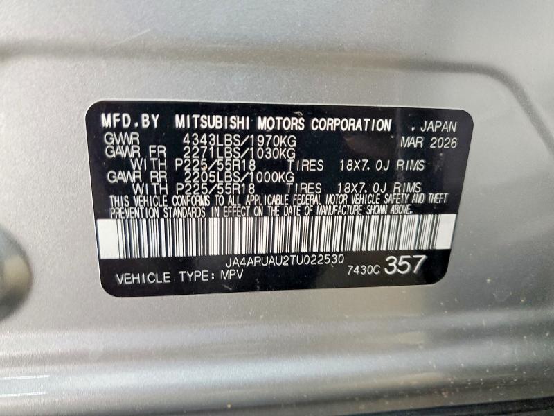 2026 Mitsubishi Outlander Sport მანქანა იყიდება აუქციონზე, vin: JA4ARUAU2TU022530, აუქციონის ნომერი: 65877686