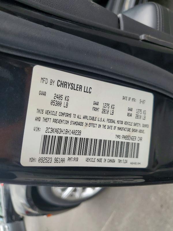 66976466 :رقم المزاد ، 2C3KA63H18H140239 vin ، 2008 Chrysler 300c مزاد بيع