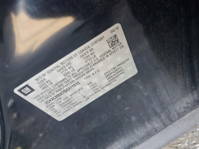 Aukcja sprzedaży 2016 Gmc Terrain, vin: 2GKALMEK7G6311010, numer aukcji: 67016596