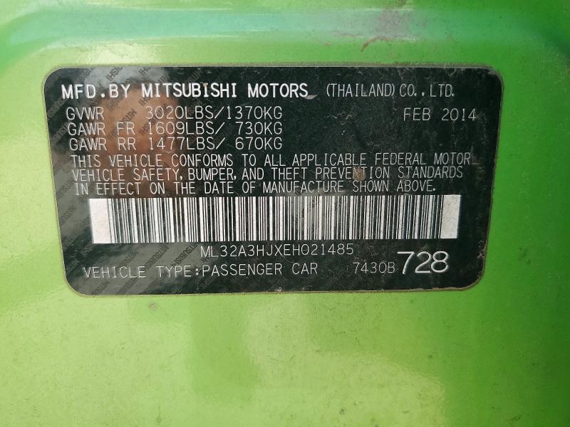 65903856 :رقم المزاد ، ML32A3HJXEH021485 vin ، 2014 Mitsubishi Mirage مزاد بيع