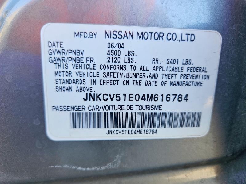 2004 Infiniti G35 მანქანა იყიდება აუქციონზე, vin: JNKCV51E04M616784, აუქციონის ნომერი: 65326256