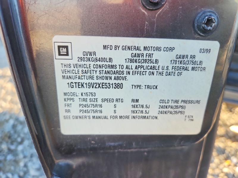 66810776 :رقم المزاد ، 1GTEK19V2XE531380 vin ، 1999 Gmc New Sierra مزاد بيع