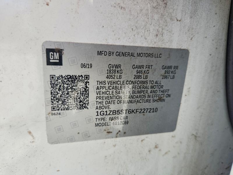Продажа на аукционе авто 2019 Chevrolet Malibu, vin: 1G1ZB5ST6KF227210, номер лота: 64321696