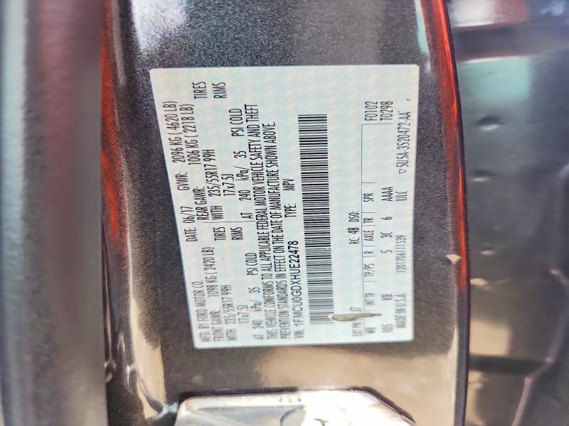 Продаж на аукціоні авто 2017 Ford Escape, vin: 1FMCU0GDXHUE22478, номер лоту: 64893726