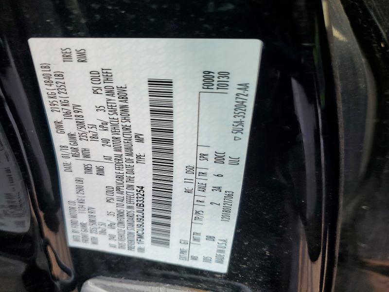 65079706 :رقم المزاد ، 1FMCU9J92JUB33254 vin ، 2018 Ford Escape مزاد بيع