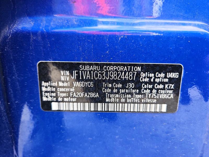 66945326 :رقم المزاد ، JF1VA1C63J9824487 vin ، 2018 Subaru Wrx مزاد بيع