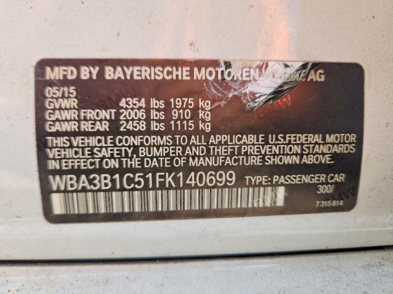 Продаж на аукціоні авто 2015 Bmw 320, vin: WBA3B1C51FK140699, номер лоту: 66182106
