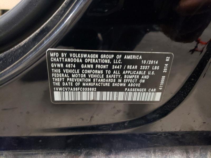 Aukcja sprzedaży 2015 Volkswagen Passat, vin: 1VWCV7A38FC033882, numer aukcji: 63852036