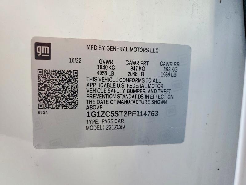Aukcja sprzedaży 2023 Chevrolet Malibu, vin: 1G1ZC5ST2PF114763, numer aukcji: 64756506