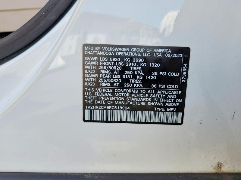 62096146 :رقم المزاد ، 1V2HR2CA9RC518904 vin ، 2024 Volkswagen Atlas مزاد بيع