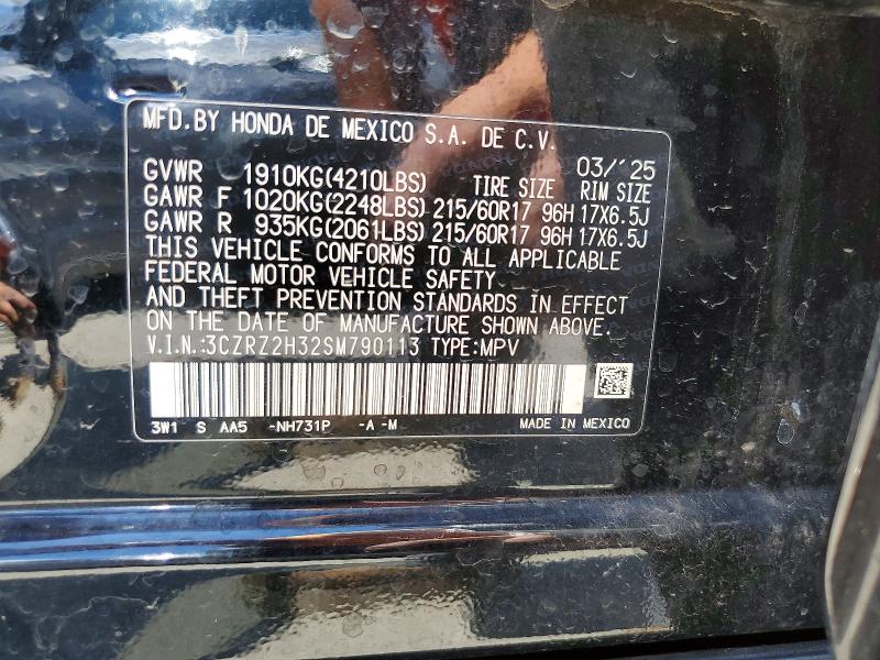 63850026 :رقم المزاد ، 3CZRZ2H32SM790113 vin ، 2025 Honda Hr-v مزاد بيع
