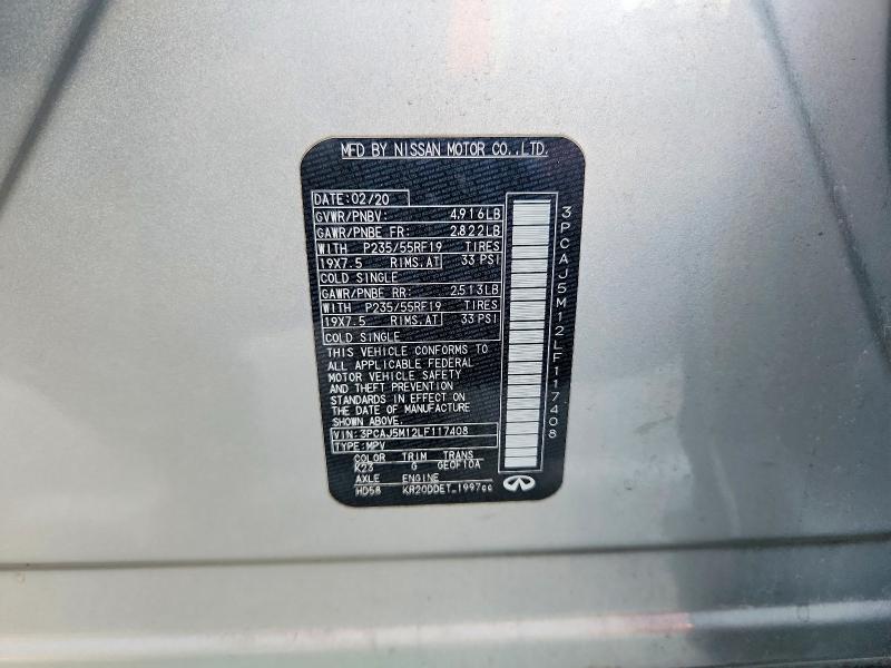 Aukcja sprzedaży 2020 Infiniti Qx50, vin: 3PCAJ5M12LF117408, numer aukcji: 67026976