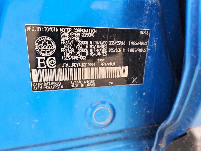 65752646 :رقم المزاد ، JTMJJREV7JD219994 vin ، 2018 Toyota Rav4 Hv مزاد بيع