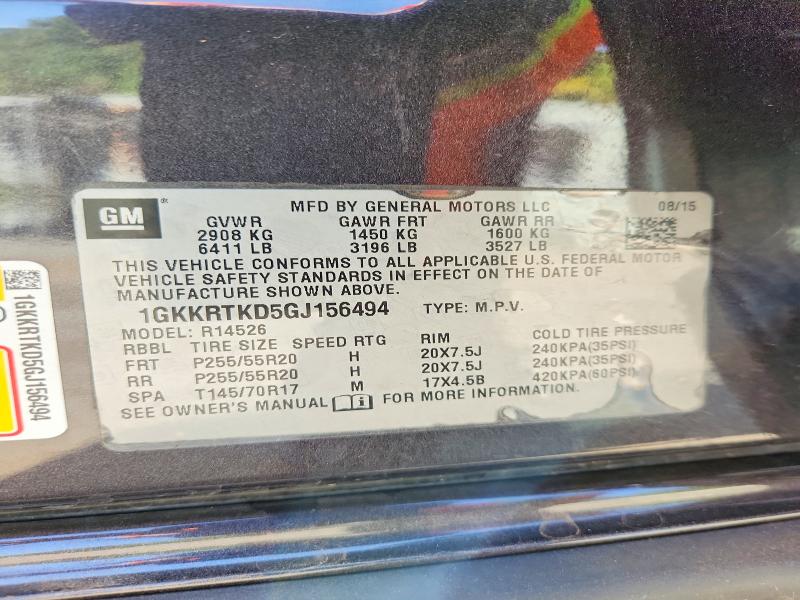 66049906 :رقم المزاد ، 1GKKRTKD5GJ156494 vin ، 2016 Gmc Acadia مزاد بيع