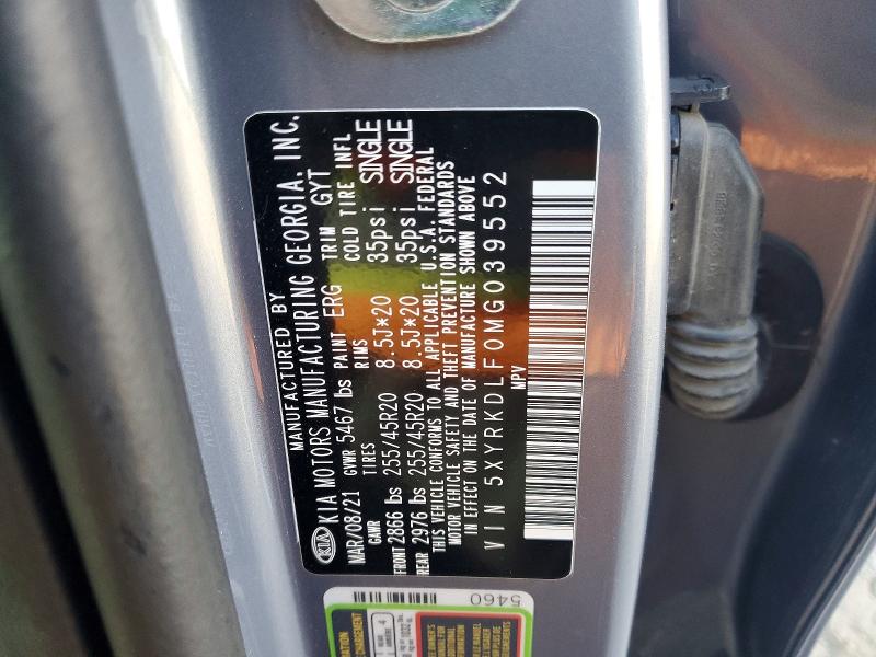 Aukcja sprzedaży 2021 Kia Sorento, vin: 5XYRKDLF0MG039552, numer aukcji: 65938416