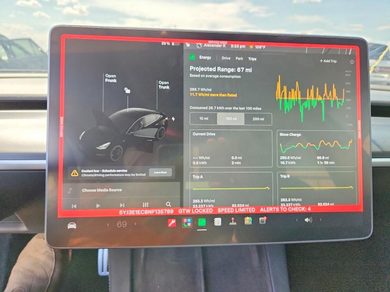 2022 Tesla Mdl 3 მანქანა იყიდება აუქციონზე, vin: 5YJ3E1EC8NF135789, აუქციონის ნომერი: 64932916