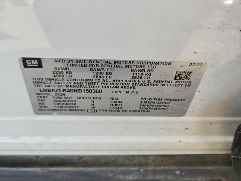 Продаж на аукціоні авто 2022 Buick Envision, vin: LRBAZLR46ND158360, номер лоту: 66817156